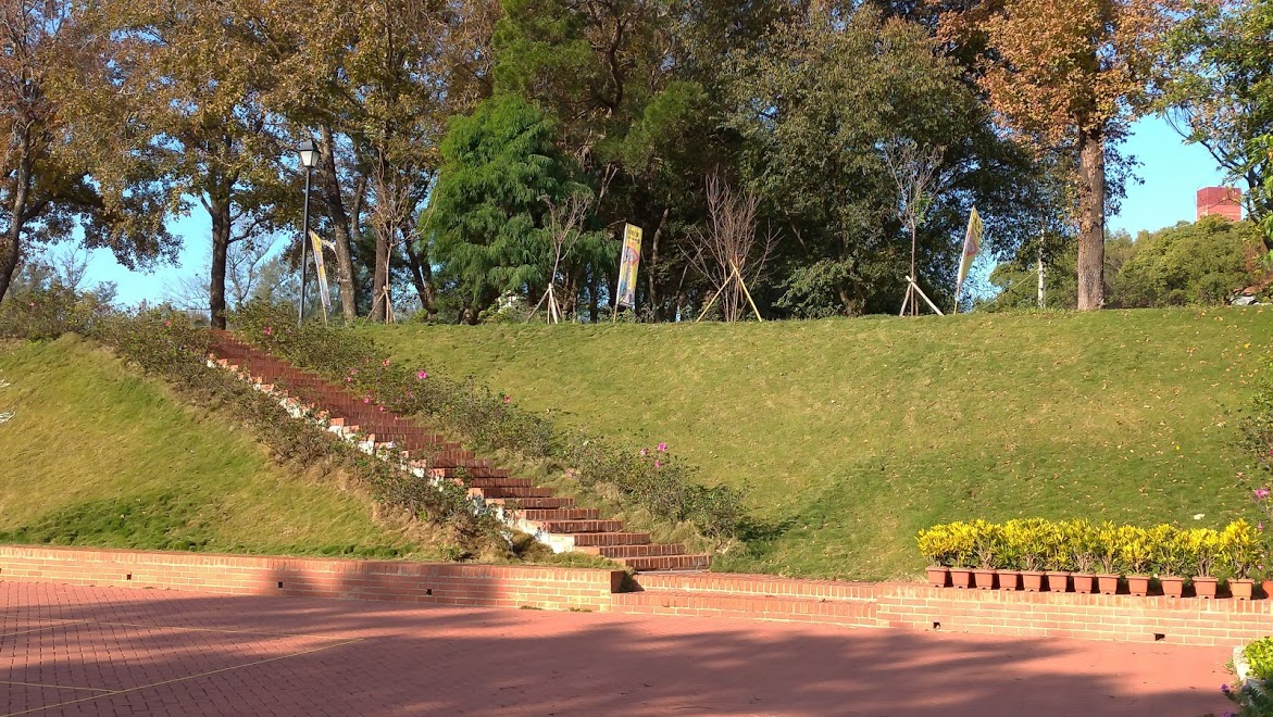 校園花木-紅磚集合場旁斜坡杜鵑補植及隔草板安裝