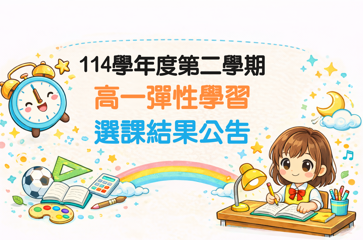 114學年度第二學期彈性選課結果公告